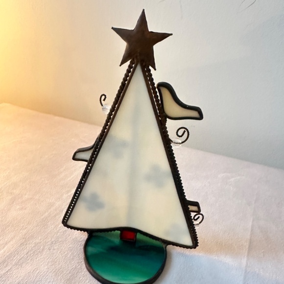 Vintage Stained Glass Christmas Tree Votive Holder - Picture 4 of 5